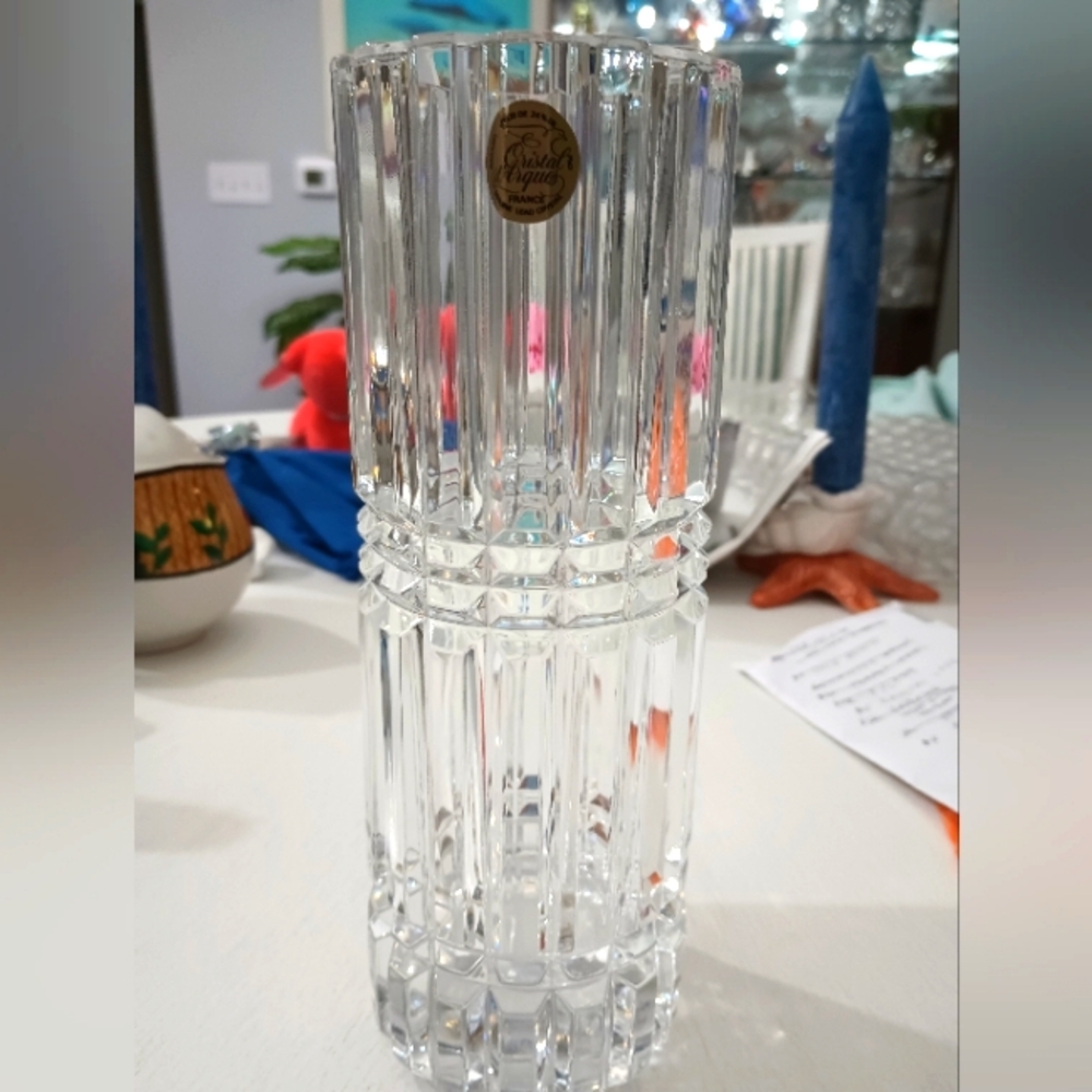 Vtg Cristal d' Arques Genuine Lead Crystal Vase